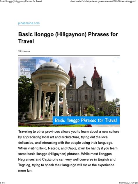 Basic Ilonggo (Hiligaynon) Phrases for Travel .